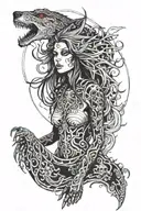 skinwalker woman tattoo design idea