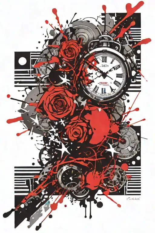 time waits for no one arm tattoo design idea