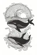 humoback whale jumping tattoo design idea