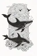 humoback whale jumping tattoo design idea