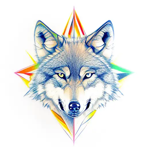 wolf with compass tattoo design idea