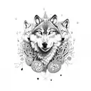 wolf, brain, heart, fire, tree, music note tattoo design idea