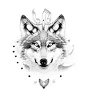 wolf, brain, heart, fire, tree, music note tattoo design idea