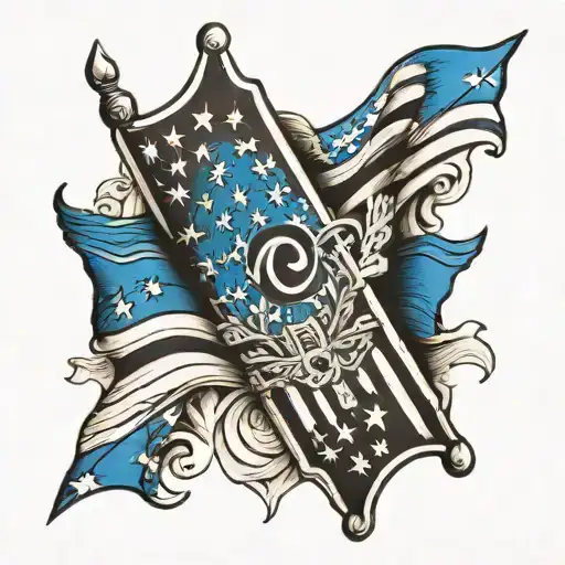 thin blue line flag tattoo design idea