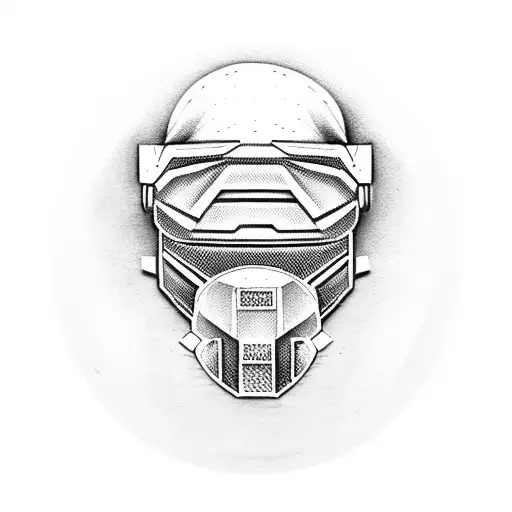 MF DOOM mask with cartoon backround tattoo design idea