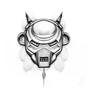 MF DOOM mask with cartoon backround tattoo design idea