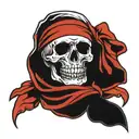 skull with red bandana tattoo design idea