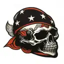 skull with red bandana tattoo design idea