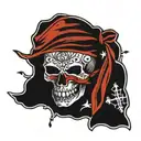 skull with red bandana tattoo design idea