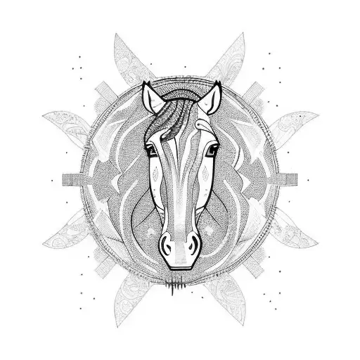 cosmic horse, abstract design tattoo design idea