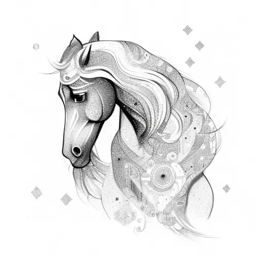 cosmic horse, abstract design tattoo design idea