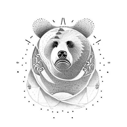 California bear with canary islands in footsteps  tattoo design idea