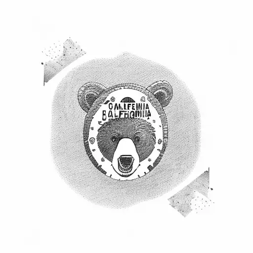 California bear flag with canary islands in footsteps  tattoo design idea