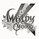 simple lettering the name “Melody” with Roman numerals of the date march 12th 2020 tattoo design idea