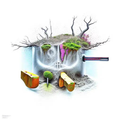 tools growing out of the ground tattoo design idea