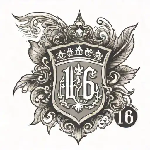 a croatian grb with the number 16 in the middle It is surrounded tattoo design idea