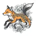 a running fox with a long tail tattoo design idea