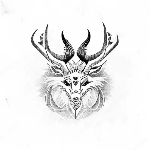 goth capricorn sign between constelation tattoo design idea