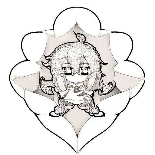 A Santos FC logo intertwined with an anime character in dotwork style tattoo design idea