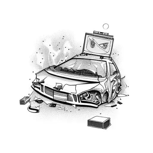 car Crash, nearly death, 25.06.2020 tattoo design idea