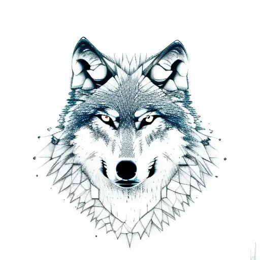 wolf, watch, forest tattoo design idea