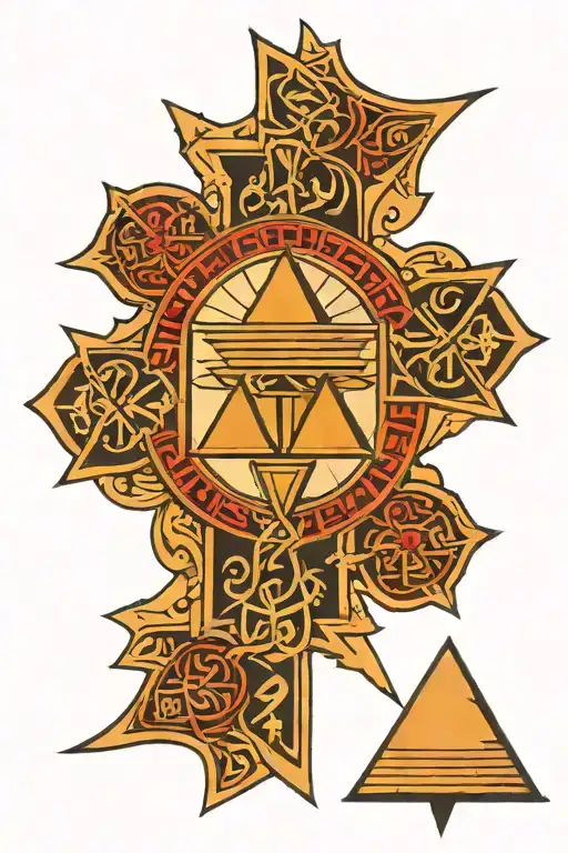 coptic cross egyptian pyramid   tattoo design idea