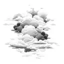 name with clouds tattoo design idea