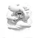 name with clouds tattoo design idea