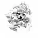 name with clouds tattoo design idea