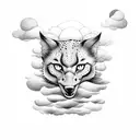 name with clouds tattoo design idea