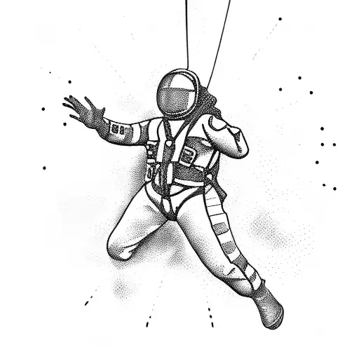 silhouette of a skydiver tattoo design idea