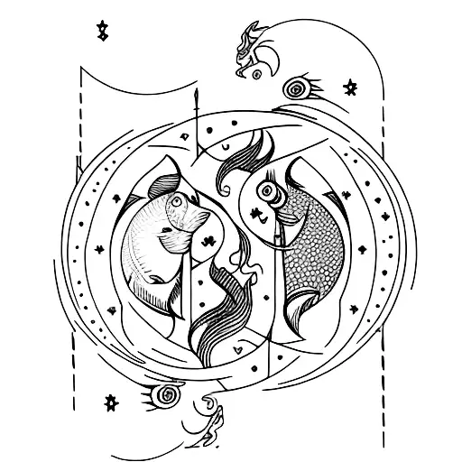 Pisces and Aries  tattoo design idea