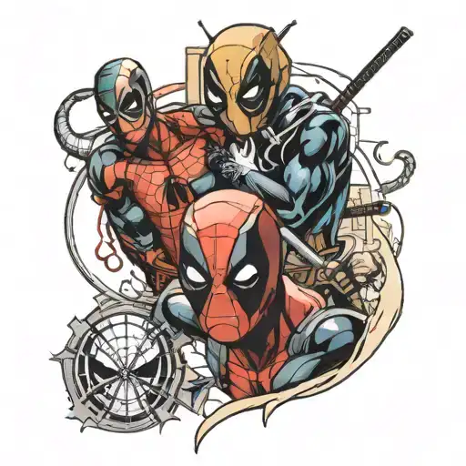 Deadpool vs Spider Man tattoo design idea