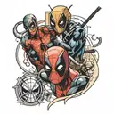 Deadpool vs Spider Man tattoo design idea