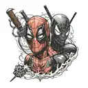Deadpool vs Spider Man tattoo design idea