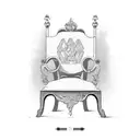 A beautifully restored antique chair with intricate details tattoo design idea