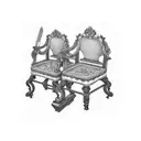 A beautifully restored antique chair with intricate details tattoo design idea