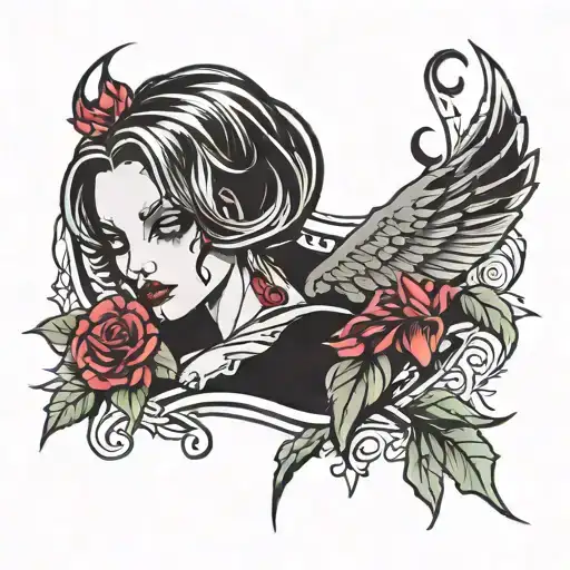 tough vamp Wednesday morning tattoo design idea