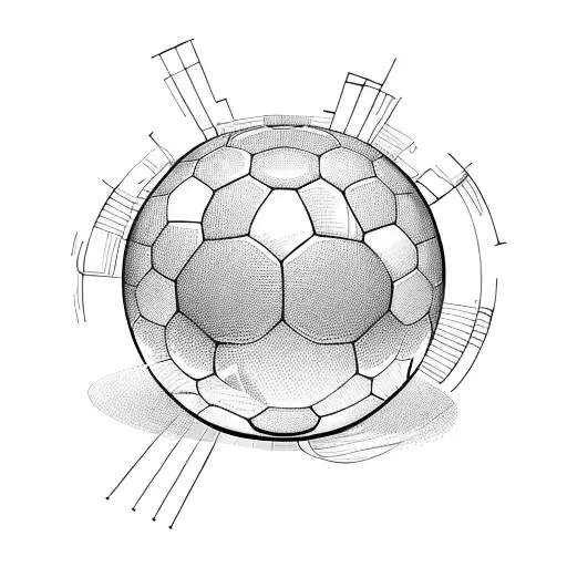 A violin and soccer ball merging together in a dynamic composition tattoo design idea