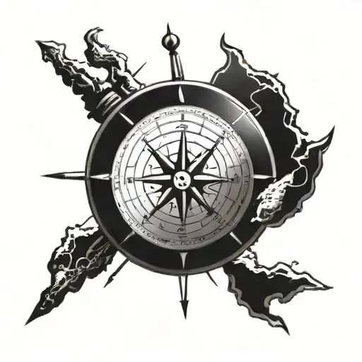 old pirate compass and map symbolizing the client's tattoo design idea