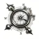 old pirate compass and map symbolizing the client's tattoo design idea