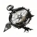 old pirate compass and map symbolizing the client's tattoo design idea