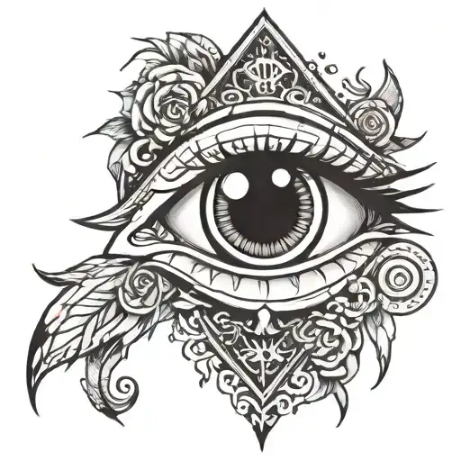 trust no one eye symbol integrated tattoo design idea