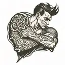 man by him self trusting no one tattoo design idea