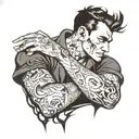 man by him self trusting no one tattoo design idea