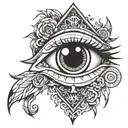 trust no one eye symbol integrated tattoo design idea