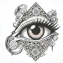 trust no one eye symbol integrated tattoo design idea