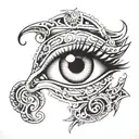 trust no one eye symbol integrated tattoo design idea