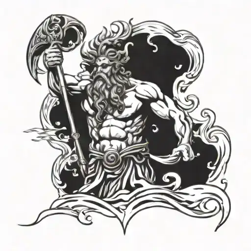 poseidon god tattoo design idea