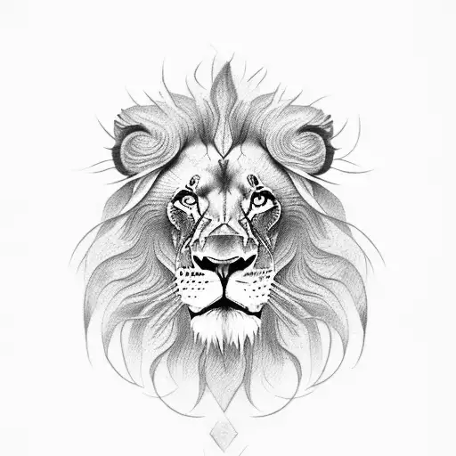 2 Lion with red string  tattoo design idea